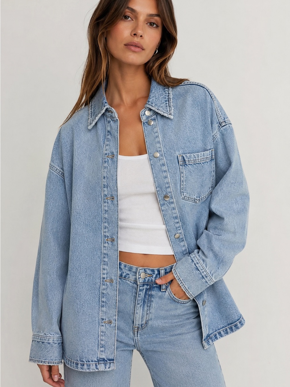 Pistola Light Blue Jules Denim  Jacket / shirt  with sandals